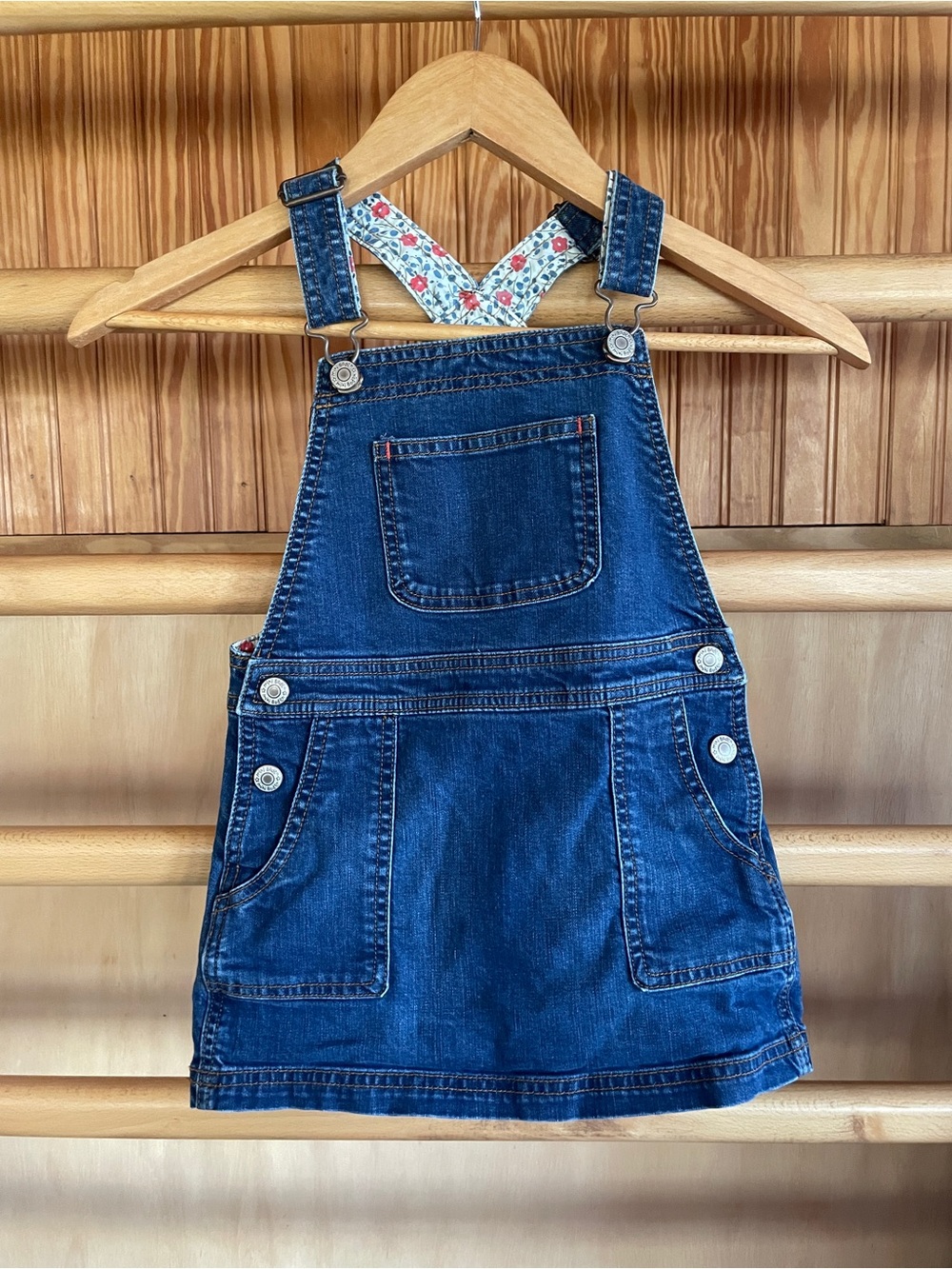 Mini Boden denim overall dress sz 4-5Y